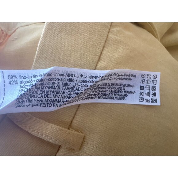 2/$30 ZARA XS Yellow High Rise Wide-Leg Linen & Cotton Blend Pants - Picture 5 of 16